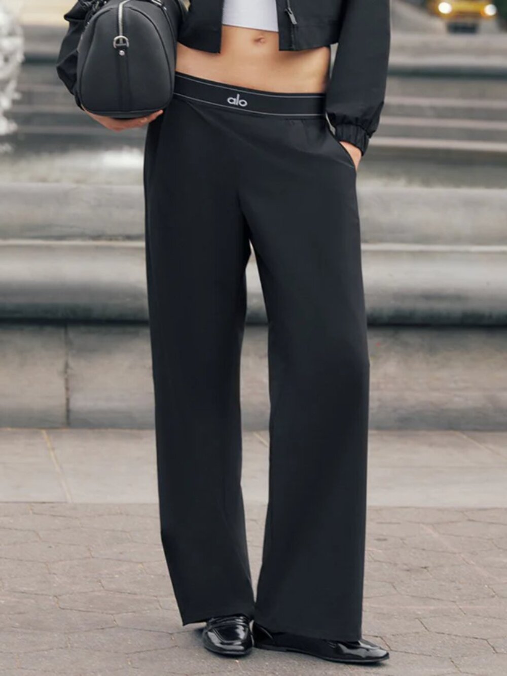 NWT 💗Black ALO Yoga  Straight-Leg Trouser Pants🤭Authentic (Length:30" Inseam) - Picture 8 of 9